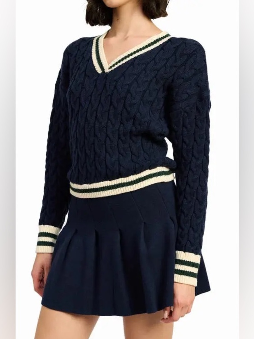EN SAISON COLLEGIATE PLEATED MINI SWEATER DRESS NWT LARGE